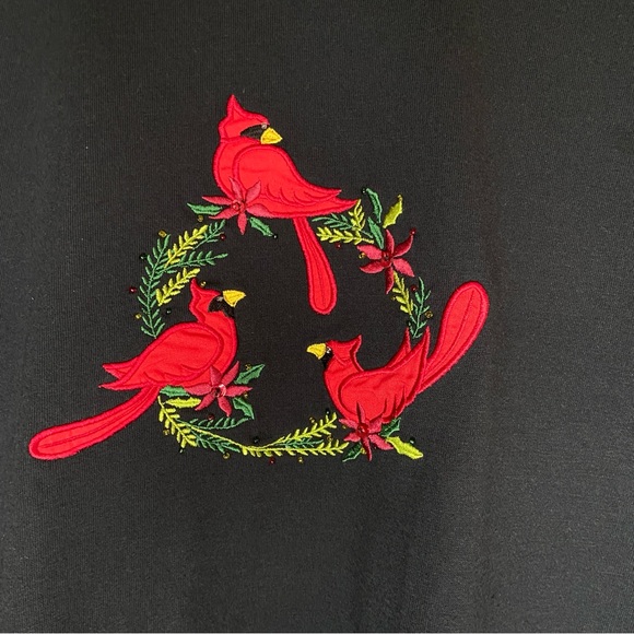 Cottage Street Long Sleeve Black Top - Appliqué, Embroidery, Beads - Size 1X - Picture 7 of 9